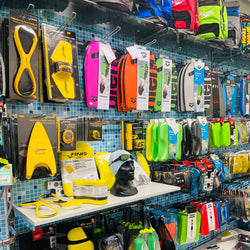 Swimming shop in Bratislava with Arena and Speedo goggles and swim caps