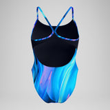 Women's Printed Racerback Swimsuit Blue/Teal