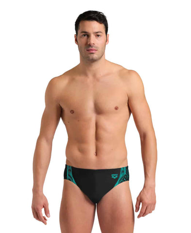 Arena Mens Swim Briefs Graphic Black-Water