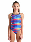 Arena Girl's Swimsuit Racing Stripe Light Drop Back (4-15rokov)