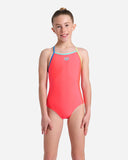 Arena Girl's Swimsuit Light Drop Solid Fluo Red (4-15rokov)