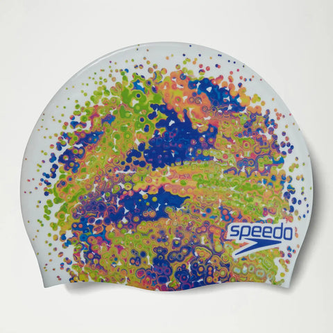 Speedo Junior Digital Printed Cap White/Green (6-14 rokov)