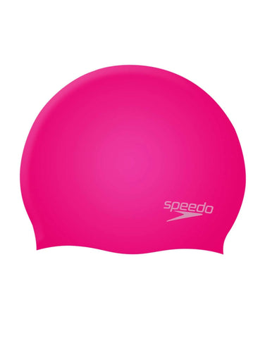 Speedo Junior Plain Moulded Silicone Cap Pink