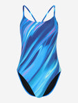 Women's Printed Racerback Swimsuit Blue/Teal