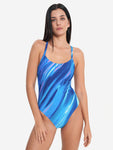 Women's Printed Racerback Swimsuit Blue/Teal