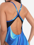 Women's Printed Racerback Swimsuit Blue/Teal
