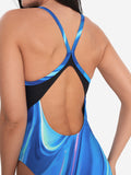 Women's Printed Racerback Swimsuit Blue/Teal