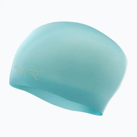 TYR ADULT LONG HAIR SILICONE WRINKLE-FREE SWIM CAP-BLUE