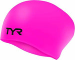 TYR ADULT LONG HAIR SILICONE WRINKLE-FREE SWIM CAP PINK