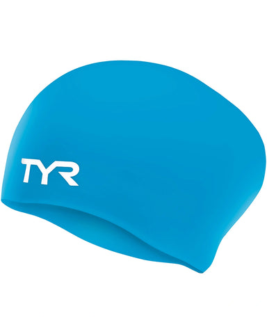 TYR Junior LONG HAIR SILICONE CAP- Blue (10-16rokov)